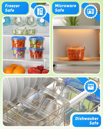 6 Pack-17Oz Freezer Storage Containers, Plastic Food Storage Containers with Twist Top Lids, BPA Free and Reusable Soup Containers with Lid, Microwave and Dishwasher Safe