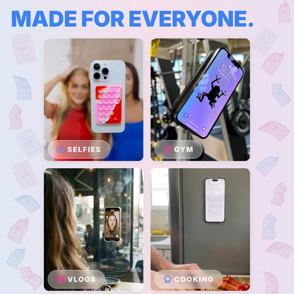 Suction Phone Case Mount, Sillicon Adhesive Phone Accessory for Iphone and Android, Hands-Free Strong Grip Mirror Shower Phone Holder, Tiktok Videos and Selfies (Pink)