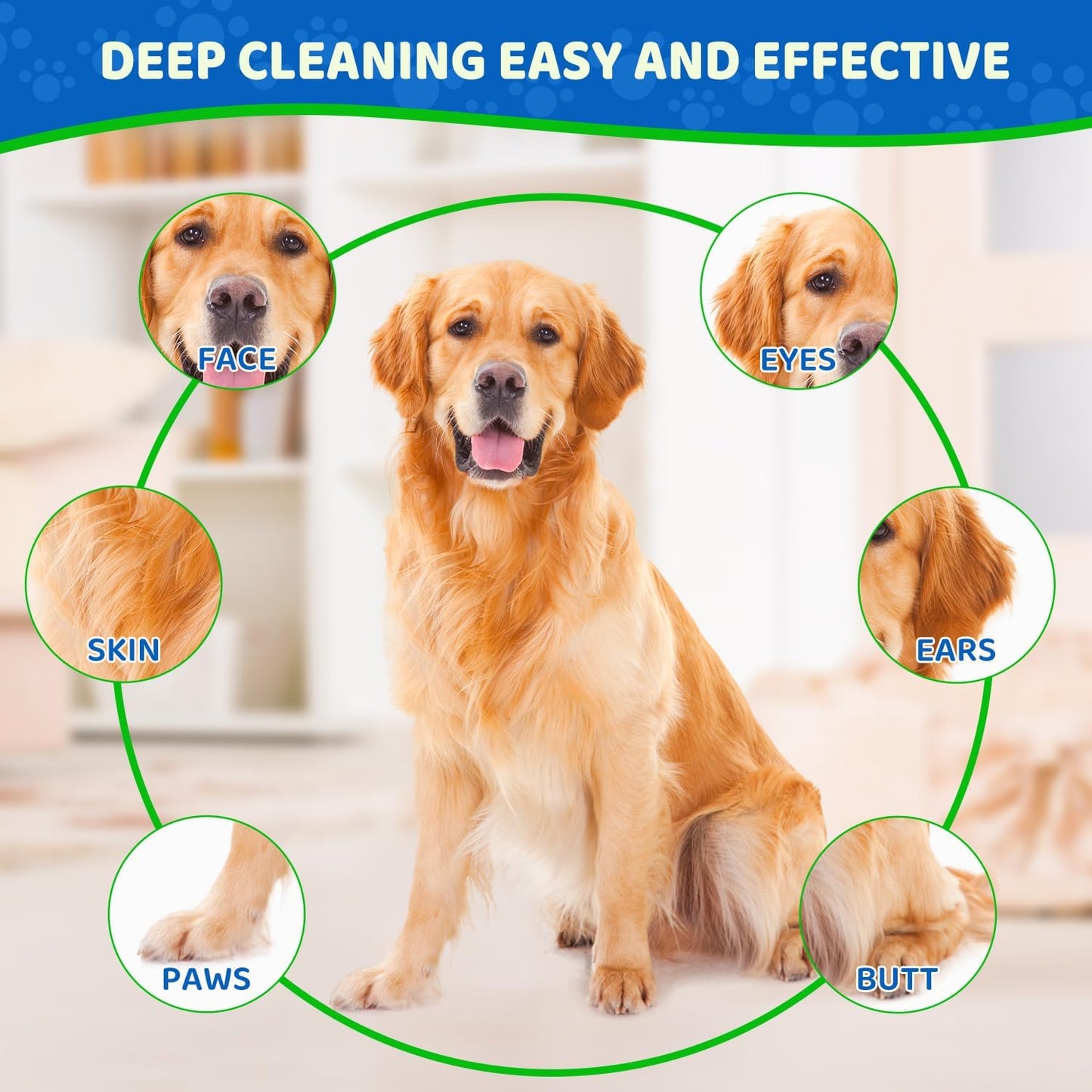 48 Pcs Pet Glove Wipes for Dogs and Cats, Cleaning & Deodorizing Bathing Grooming Wipes,Unscented Thick Nourish Fur Glove Wipes for Pet Dry Cleaning,Daily Care and Travel