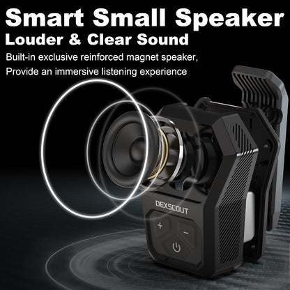 Wearable Bluetooth Speaker, Portable Wireless Clip-On Mini Water-Resistant Speaker, 12H Playtime, Built-In Mics for Hands-Free, Small Wireless Bluetooth for Jobsite/Sports/Outdoor